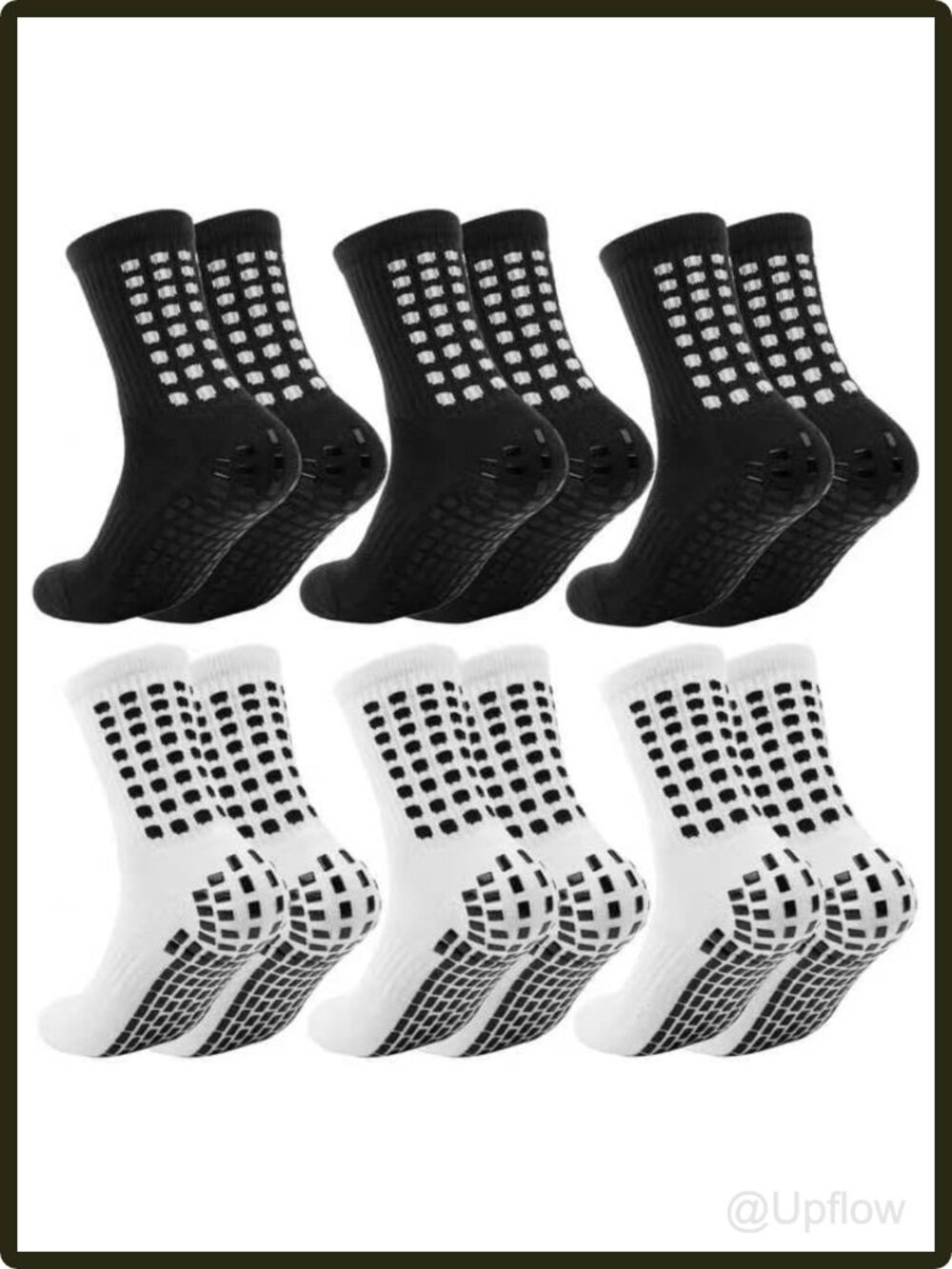 Kids Grip Soccer Socks 6 Pairs Cushioned Non Slip Athletic Crew Boys Girls